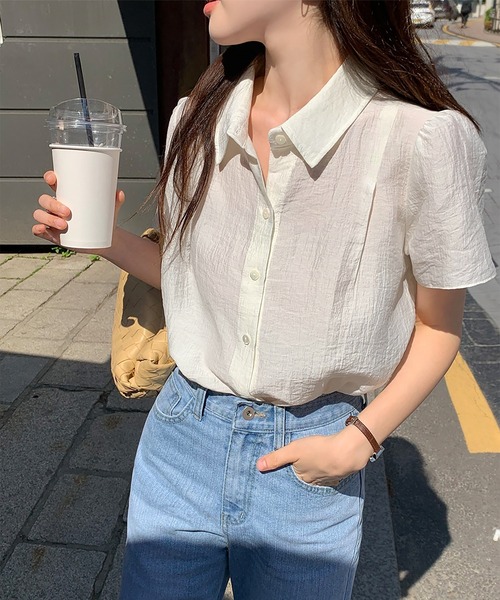 LAFFMO（ラフモ）の「レギュラーカラー半袖ブラウス（シャツ/ブラウス・レディース・グレー/ネイビー/ベージュ・F）」の13枚目の写真