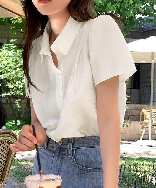 LAFFMO（ラフモ）の「レギュラーカラー半袖ブラウス（シャツ/ブラウス・レディース・グレー/ネイビー/ベージュ・F）」の14枚目の写真