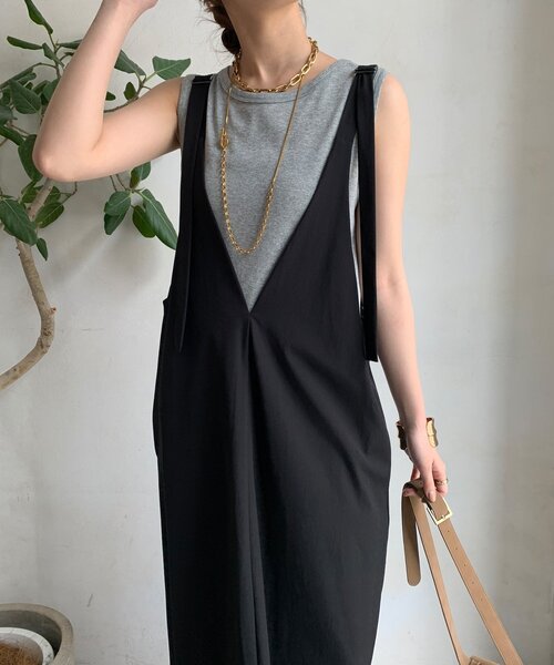 DouDou（ドゥドゥ）の「【WEB限定】接触冷感ジャンスカ（ワンピース・レディース・ベージュ/チャコールグレー/ブラック・FREE）」の2枚目の写真