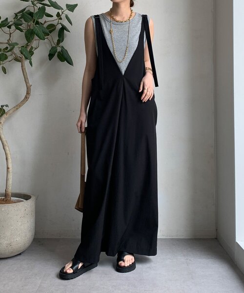 DouDou（ドゥドゥ）の「【WEB限定】接触冷感ジャンスカ（ワンピース・レディース・ベージュ/チャコールグレー/ブラック・FREE）」の4枚目の写真