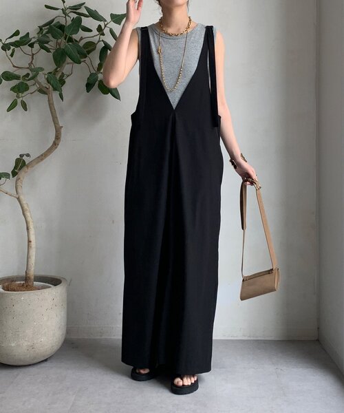 DouDou（ドゥドゥ）の「【WEB限定】接触冷感ジャンスカ（ワンピース・レディース・ベージュ/チャコールグレー/ブラック・FREE）」の7枚目の写真