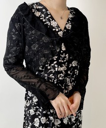 シアー」に該当するトップス（ブラック/黒色系・フリル