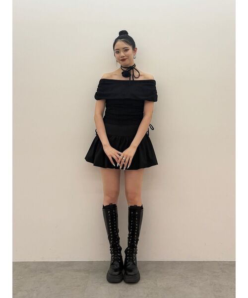 tシャツ コサージュオフショルトップス　ドット柄 レディース コサージュオフショルトップス ドット柄（Tシャツ/カットソー