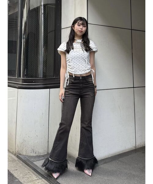 jouetie（ジュエティ）の「コサージュオフショルトップス（Tシャツ/カットソー・レディース・オフホワイト/ブラック・MEDIUM）」の19枚目の写真