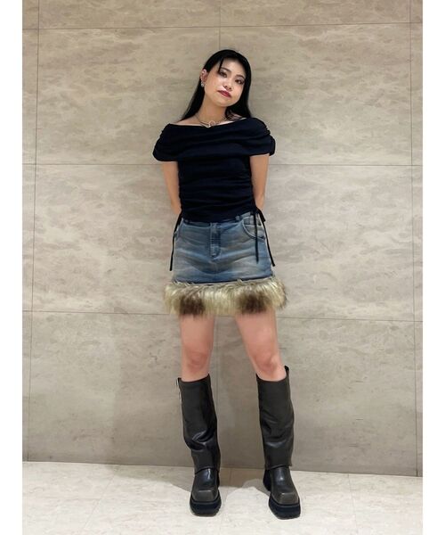 jouetie（ジュエティ）の「コサージュオフショルトップス（Tシャツ/カットソー・レディース・オフホワイト/ブラック・MEDIUM）」の21枚目の写真