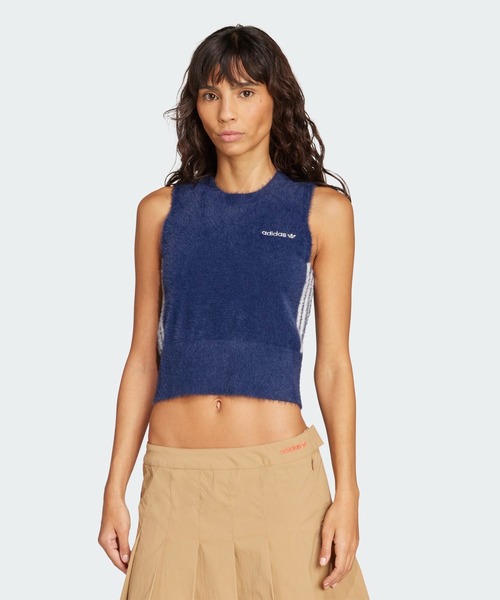 新品タグ付き⭐️2025FW新作⭐️フーディベスト⭐️ネイビー　ふーちゃん 2025年S/S新作】【KIDS】クロップド丈シャギーニットベスト