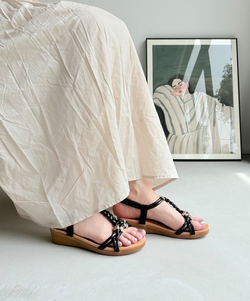 LUGG NAGG（ラグナグ）の「【軽量】バックバンドリゾートウェッジサンダル【簡単着脱】（サンダル・レディース・ブラック/ホワイト/ベージュ・M/L/LL/S）」の2枚目の写真