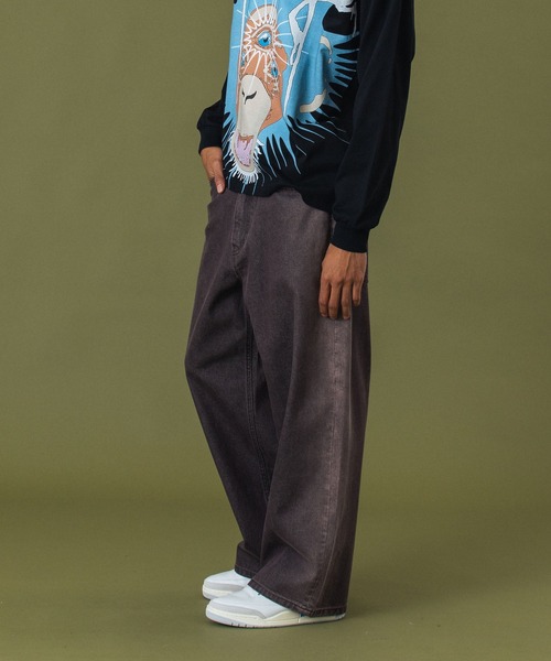 XLARGE(エクストララージ)の「SIDE FADED BAGGY DENIM PANTS(デニムパンツ・メンズ・ブラック/ブラウン/パープル・30inch/32inch/34inch/36inch)」の3枚目の写真