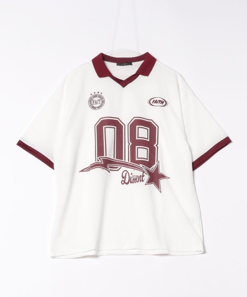 襟付きTシャツ セール】《襟付き×ビッグナンバリング》レディース 半袖Tシャツ