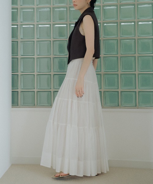 テンセルリッチオーガンティアードスカート（スカート）｜anuans