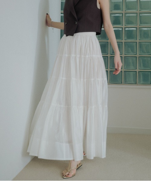 テンセルリッチオーガンティアードスカート（スカート）｜anuans