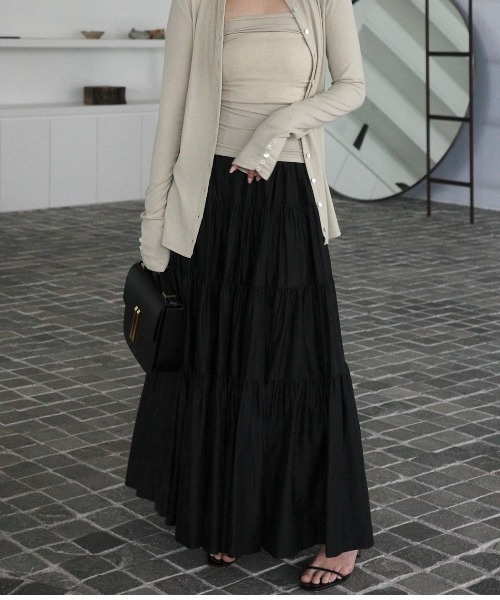 アニュアンス　テンセルリッチオーガンティアードスカート テンセルリッチオーガンティアードスカート