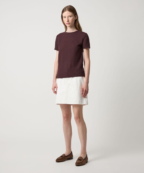 Steven Alan（スティーブンアラン）の「＜Steven Alan＞ウェイビー ジャージー ショートスリーブ Tシャツ（Tシャツ/カットソー・レディース・ワイン/オフホワイト/ネイビー・FREE）」の4枚目の写真