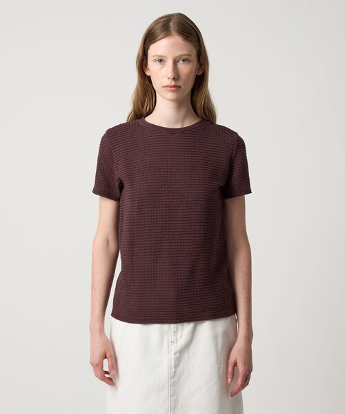 Steven Alan（スティーブンアラン）の「＜Steven Alan＞ウェイビー ジャージー ショートスリーブ Tシャツ（Tシャツ/カットソー・レディース・ワイン/オフホワイト/ネイビー・FREE）」の8枚目の写真