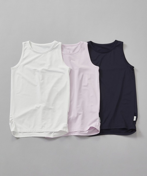 Julier Yoga and Relax（ジュリエヨガアンドリラックス）の「Julier (定番)Ecocoべア天竺タンクトップ（タンクトップ・レディース・ピンク/ホワイト/ネイビー・1/0）」の4枚目の写真