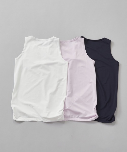 Julier Yoga and Relax（ジュリエヨガアンドリラックス）の「Julier (定番)Ecocoべア天竺タンクトップ（タンクトップ・レディース・ピンク/ホワイト/ネイビー・1/0）」の5枚目の写真