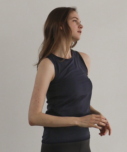 Julier Yoga and Relax（ジュリエヨガアンドリラックス）の「Julier (定番)Ecocoべア天竺タンクトップ（タンクトップ・レディース・ピンク/ホワイト/ネイビー・1/0）」の8枚目の写真