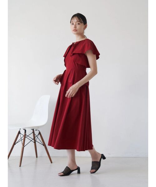 TONAL（トーナル）の「フリルペプラムワンピース（ワンピース・レディース・ライトブルー/レッド/ブラウン・MEDIUM）」の3枚目の写真