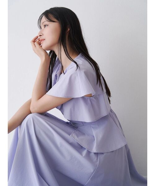 TONAL（トーナル）の「フリルペプラムワンピース（ワンピース・レディース・ライトブルー/レッド/ブラウン・MEDIUM）」の8枚目の写真