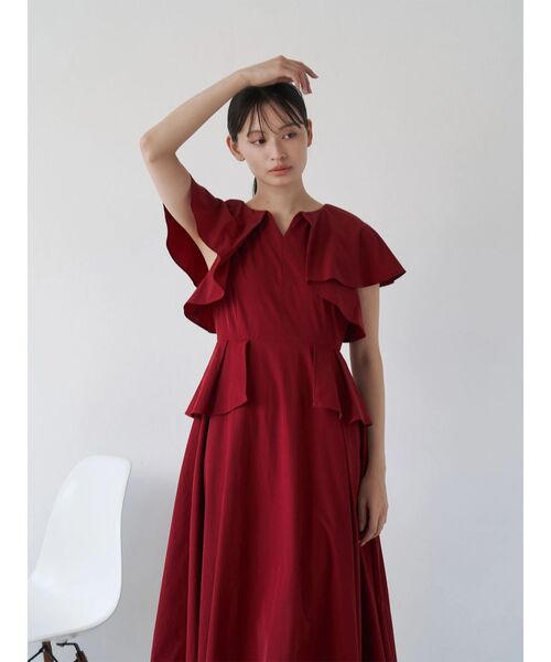 TONAL（トーナル）の「フリルペプラムワンピース（ワンピース・レディース・ライトブルー/レッド/ブラウン・MEDIUM）」の10枚目の写真