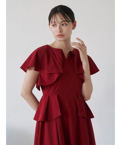 TONAL（トーナル）の「フリルペプラムワンピース（ワンピース・レディース・ライトブルー/レッド/ブラウン・MEDIUM）」の11枚目の写真