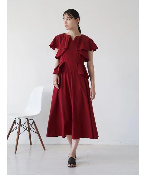 TONAL（トーナル）の「フリルペプラムワンピース（ワンピース・レディース・ライトブルー/レッド/ブラウン・MEDIUM）」の12枚目の写真