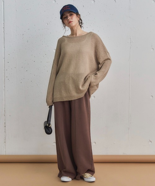 Doux archives（ドゥアルシーヴ）の「ピグメントセンターシームワイドパンツ（スウェットパンツ・レディース・ブラウン/グレイッシュベージュ/チャコールグレー・38）」の4枚目の写真
