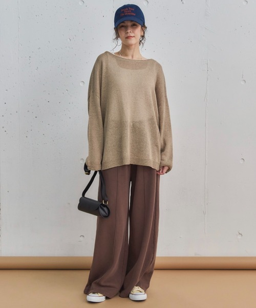 Doux archives（ドゥアルシーヴ）の「ピグメントセンターシームワイドパンツ（スウェットパンツ・レディース・ブラウン/グレイッシュベージュ/チャコールグレー・38）」の5枚目の写真
