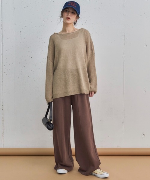 Doux archives（ドゥアルシーヴ）の「ピグメントセンターシームワイドパンツ（スウェットパンツ・レディース・ブラウン/グレイッシュベージュ/チャコールグレー・38）」の7枚目の写真