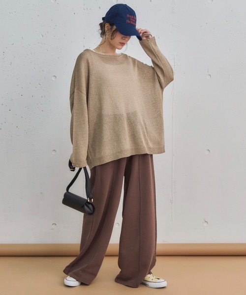 Doux archives（ドゥアルシーヴ）の「ピグメントセンターシームワイドパンツ（スウェットパンツ・レディース・ブラウン/グレイッシュベージュ/チャコールグレー・38）」の8枚目の写真