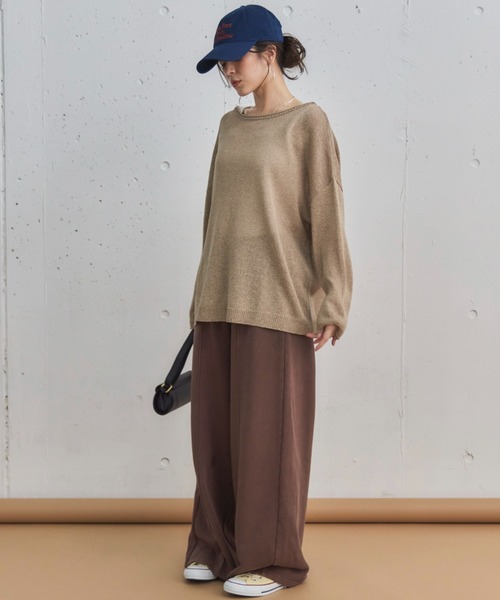 Doux archives（ドゥアルシーヴ）の「ピグメントセンターシームワイドパンツ（スウェットパンツ・レディース・ブラウン/グレイッシュベージュ/チャコールグレー・38）」の10枚目の写真
