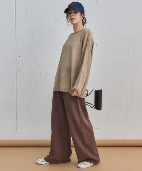Doux archives（ドゥアルシーヴ）の「ピグメントセンターシームワイドパンツ（スウェットパンツ・レディース・ブラウン/グレイッシュベージュ/チャコールグレー・38）」の11枚目の写真