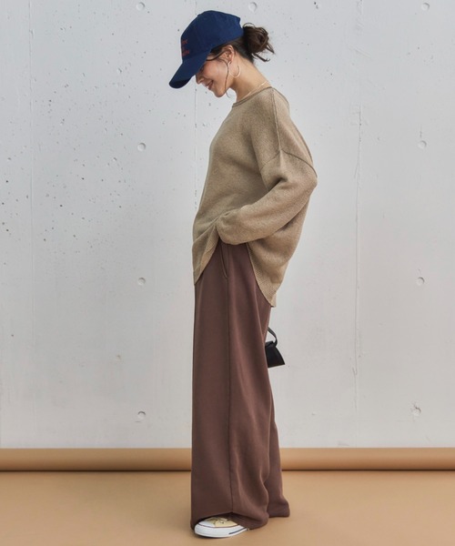 Doux archives（ドゥアルシーヴ）の「ピグメントセンターシームワイドパンツ（スウェットパンツ・レディース・ブラウン/グレイッシュベージュ/チャコールグレー・38）」の13枚目の写真