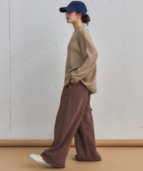 Doux archives（ドゥアルシーヴ）の「ピグメントセンターシームワイドパンツ（スウェットパンツ・レディース・ブラウン/グレイッシュベージュ/チャコールグレー・38）」の14枚目の写真