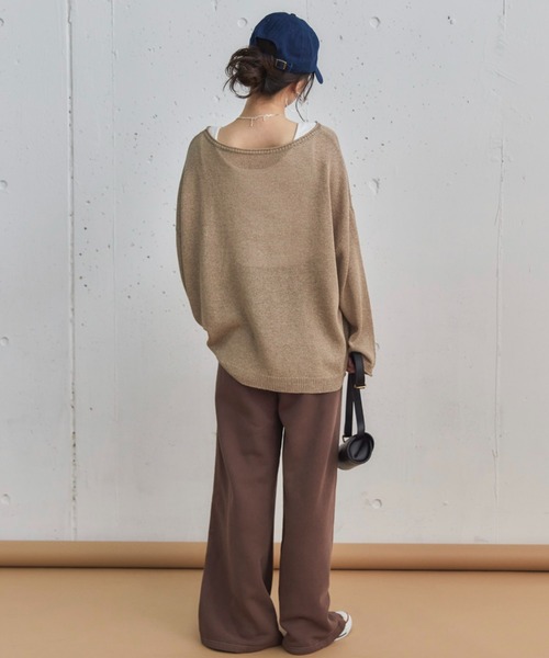 Doux archives（ドゥアルシーヴ）の「ピグメントセンターシームワイドパンツ（スウェットパンツ・レディース・ブラウン/グレイッシュベージュ/チャコールグレー・38）」の17枚目の写真