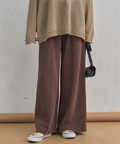 Doux archives（ドゥアルシーヴ）の「ピグメントセンターシームワイドパンツ（スウェットパンツ・レディース・ブラウン/グレイッシュベージュ/チャコールグレー・38）」の19枚目の写真