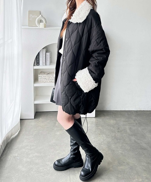 GeeRA（ジーラ）の「衿ボアキルティングミドル丈バルーンジャケット（ブルゾン・レディース・アイボリー/ブラック・MEDIUM/LARGE）」の16枚目の写真