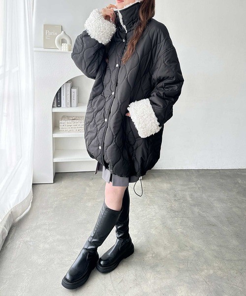 GeeRA（ジーラ）の「衿ボアキルティングミドル丈バルーンジャケット（ブルゾン・レディース・アイボリー/ブラック・MEDIUM/LARGE）」の11枚目の写真