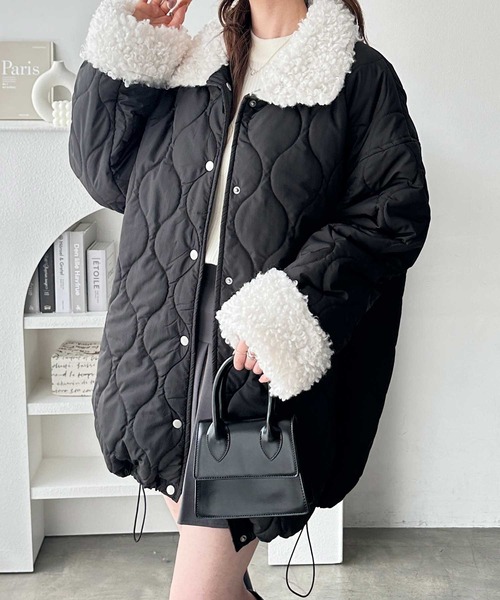 GeeRA（ジーラ）の「衿ボアキルティングミドル丈バルーンジャケット（ブルゾン・レディース・アイボリー/ブラック・MEDIUM/LARGE）」の12枚目の写真