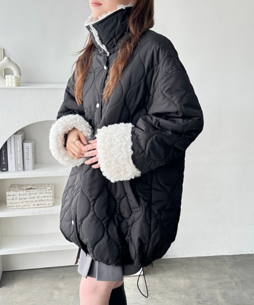 GeeRA（ジーラ）の「衿ボアキルティングミドル丈バルーンジャケット（ブルゾン・レディース・アイボリー/ブラック・MEDIUM/LARGE）」の22枚目の写真