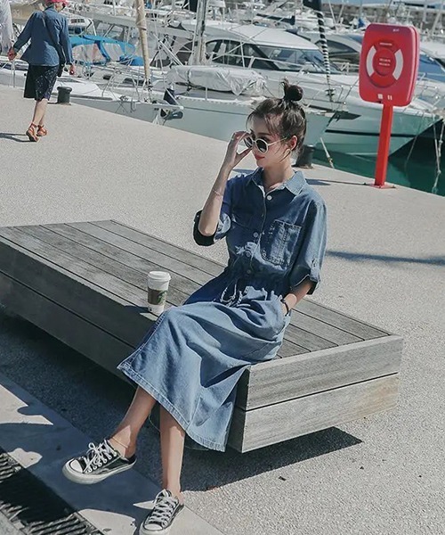 almo（アルモ）の「デニムワンピース(LEY)（ワンピース・レディース・ブルー・LARGE/MEDIUM）」の9枚目の写真