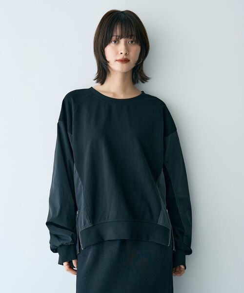 Editt by YECCA VECCA(エディットバイイェッカヴェッカ)の「素材MIX裾ZIPプルオーバー(スウェット・レディース・その他6/ブラック・FREE)」の22枚目の写真