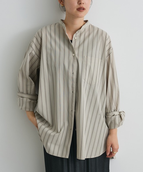 CRAFT STANDARD BOUTIQUE（クラフトスタンダードブティック）の「【追加】バンドカラーシャツ◇（シャツ/ブラウス・レディース・ネイビー系2/ベージュ系その他2/グレー系その他2/ブラウン系その他4/チャコールグレー/オフホワイト・L/M/S）」の5枚目の写真