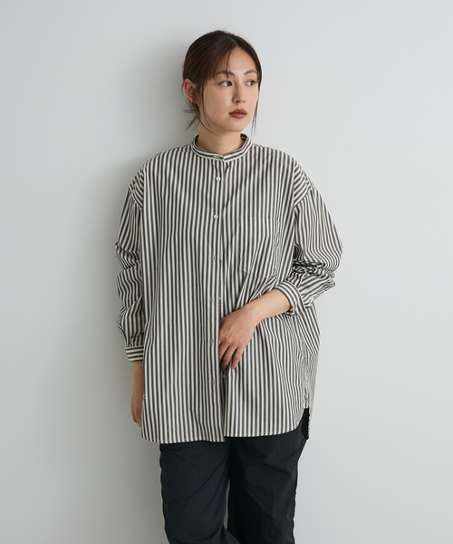 CRAFT STANDARD BOUTIQUE（クラフトスタンダードブティック）の「【追加】バンドカラーシャツ◇（シャツ/ブラウス・レディース・ネイビー系2/ベージュ系その他2/グレー系その他2/ブラウン系その他4/チャコールグレー/オフホワイト・L/M/S）」の7枚目の写真