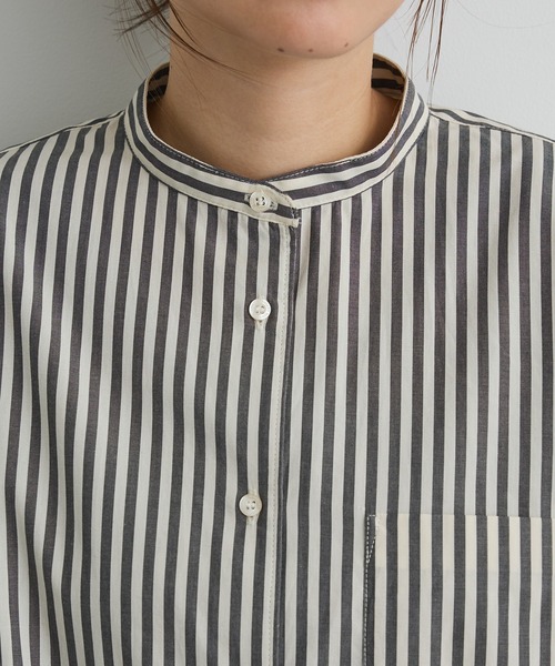 CRAFT STANDARD BOUTIQUE（クラフトスタンダードブティック）の「【追加】バンドカラーシャツ◇（シャツ/ブラウス・レディース・ネイビー系2/ベージュ系その他2/グレー系その他2/ブラウン系その他4/チャコールグレー/オフホワイト・L/M/S）」の8枚目の写真