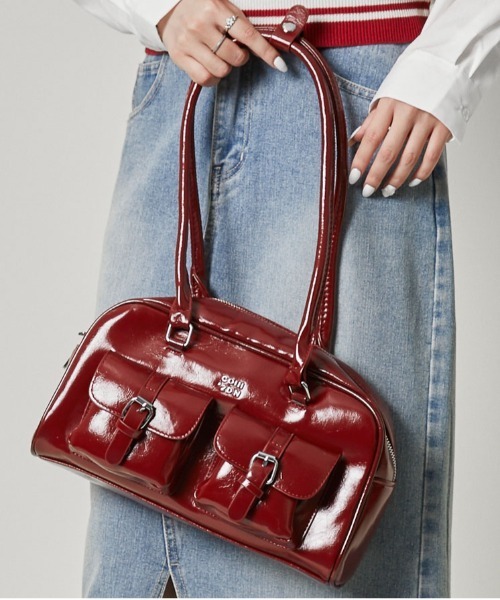 【再値下げ】LUPO ピンク プリーツ ハンドバッグ Woman オレンジ レザー ショッピング トート バッグ ミニ