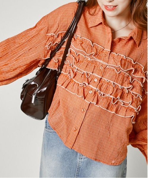 GORGE（ゴージ）の「《フェイクレザー×2ポケット》レディース ハンドバッグ ダブルポケット モード 春夏秋冬（ハンドバッグ・レディース・ブラック/レッド/ブラウン・F）」の5枚目の写真