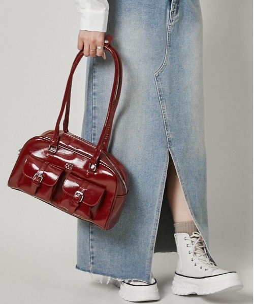 GORGE（ゴージ）の「《フェイクレザー×2ポケット》レディース ハンドバッグ ダブルポケット モード 春夏秋冬（ハンドバッグ・レディース・ブラック/レッド/ブラウン・F）」の6枚目の写真