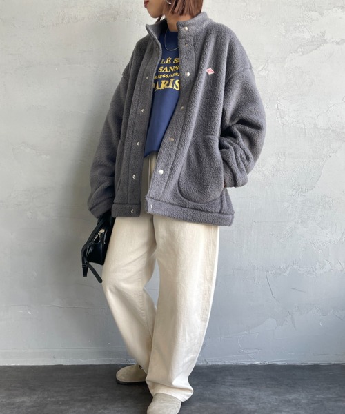 DANTON（ダントン）の「[DANTON/ダントン] スタンドカラー ダブルフェイスボアフリースカーディガン（ブルゾン・レディース・オフホワイト/ブラック/チャコールグレー・L/M/S）」の10枚目の写真