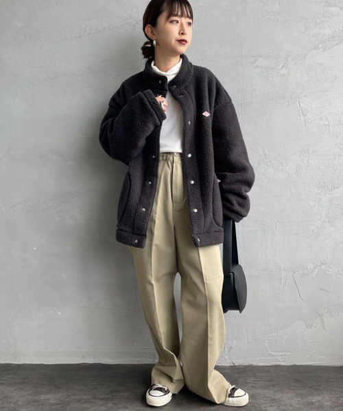 DANTON（ダントン）の「[DANTON/ダントン] スタンドカラー ダブルフェイスボアフリースカーディガン（ブルゾン・レディース・オフホワイト/ブラック/チャコールグレー・L/M/S）」の6枚目の写真